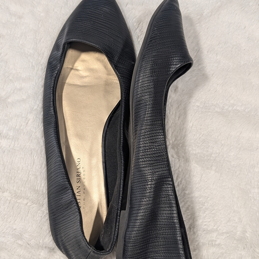 Christian Siriano Black Textured Flats